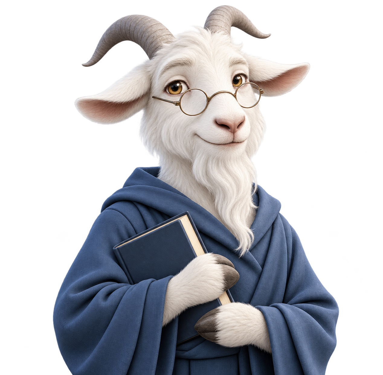 White philosopher goat, standing idle